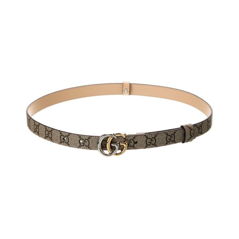 Gucci Gg Marmont Thin Leather Belt, Beige - Picture 1 of 4